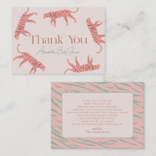 Little Tiger Pink Girl Baby shower Dank je wel Notitiekaartje