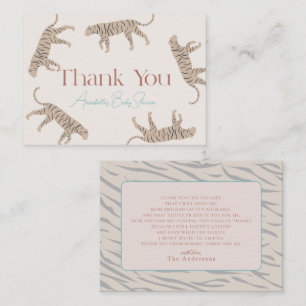 Little Tiger Taupe Baby shower Dank u Notitiekaartje