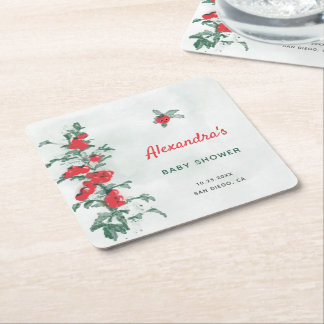 Little Tomato Rustic Chic Waterverf Baby shower Vierkante Kartonnen Onderzetter