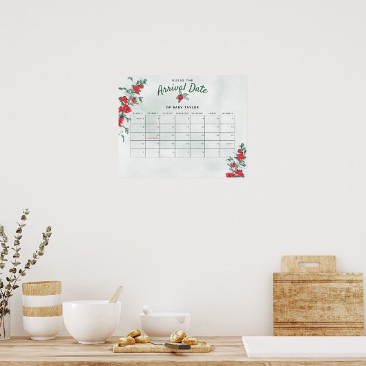 Little Tomato Rustic Girl Baby shower Guess Datum Poster (Keuken)