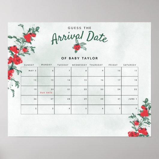 Little Tomato Rustic Girl Baby shower Guess Datum Poster (Voorkant)