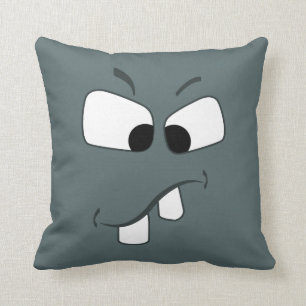Little Tooth Cute Illustrated Blue Face Pillow Kussen