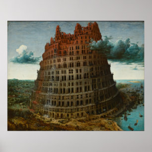 Little Tower van Babel door Pieter Bruegel de Elde Poster