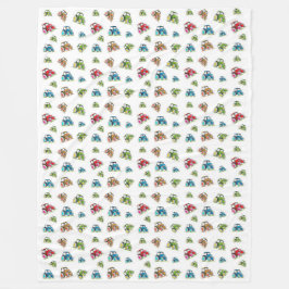 Little Tractors Fleece Blanket, White Deken
