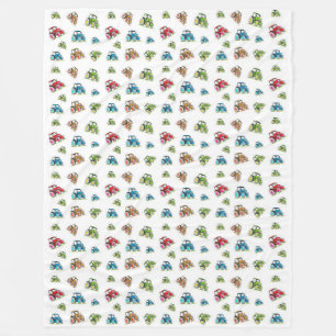 Little Tractors Fleece Blanket, White Deken