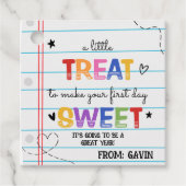 Little Treat to Make First Day Sweet Square Bedankjes Labels (Voorkant)