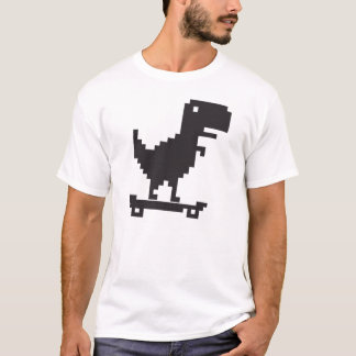 Little TRex Dinosaur met een Skateboard - Pixel Ar T-shirt