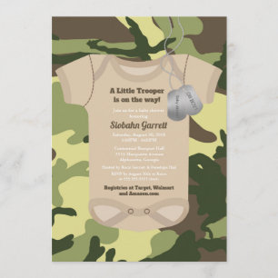 Little Trooper Army of Milous Camo Baby shower Kaart
