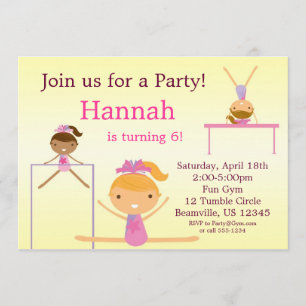 Little Tumbling Gymnast Birthday Party Invitation Kaart
