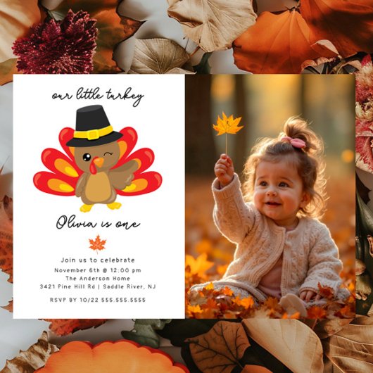 Little Turkey 1st Birthday Invitation Kaart