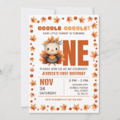 Little Turkey Autumn Thanksgiving 1st Birthday Kaart (Voorkant)