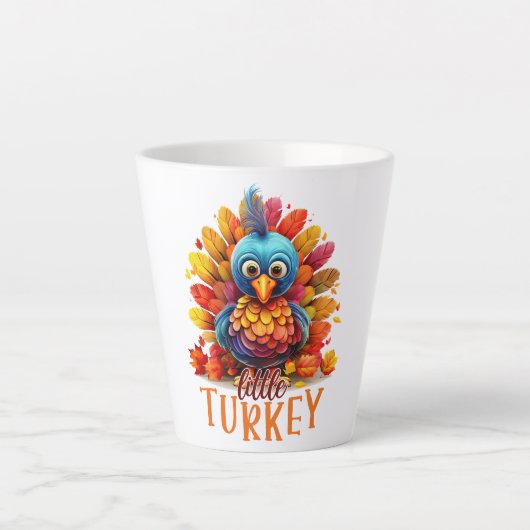Little Turkey – Schattigee kleurrijke Cartoon stij Latte Mok (Voorkant)