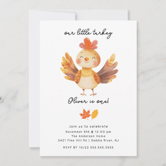 Little Turkey Verjaardag Uitnodiging (Voorkant)