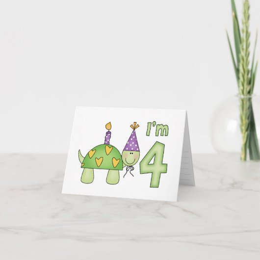 Little Turtle 4th Birthday invulling uitnodiging (Voorkant)