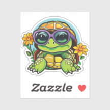 Little Turtle Sticker with Glasses - Smart Baby Tu