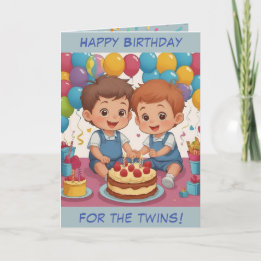 Little Twin Boys Verjaardag Kaart