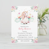 Little Unicorn Baby shower Invitation Kaart (Staand voorkant)