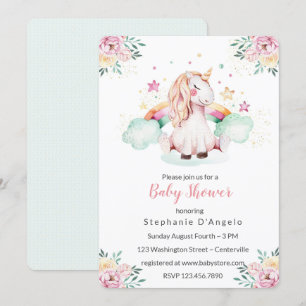 Little Unicorn Baby shower Invitation Kaart