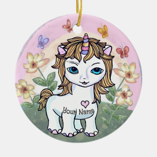 Little Unicorn Keramisch Ornament (Voorkant)
