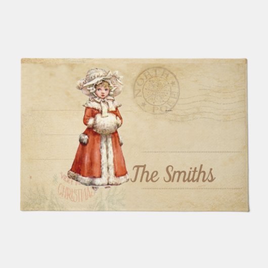 Little Victoriaans Caroler Custom Kerstmis Deurmat (Voorkant)