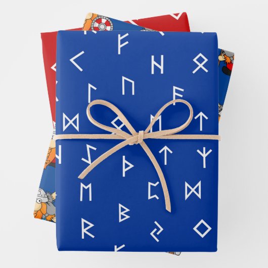 Little Vikings en Viking runt illustraties Inpakpapier Vel (In situ)