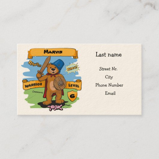 Little Warrior Visitekaartje (Voorkant)