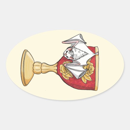 Little White Bat Ovale Sticker (Voorkant)