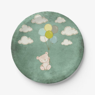 Little White Beer met ballonnen en wolken Papieren Bordje