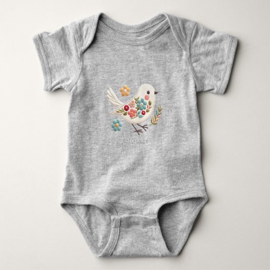 Little White Bird Floral Baby Bodysuit (Voorkant)
