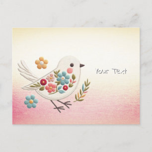 Little White Bird Floral Briefkaart