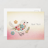 Little White Bird Floral Briefkaart (Voorkant / Achterkant)