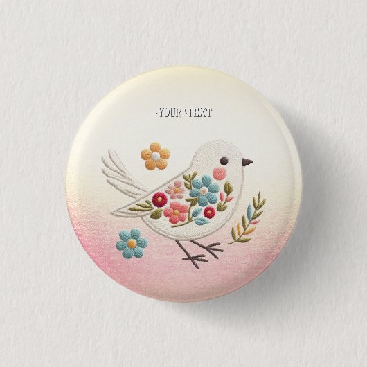 Little White Bird Floral Button (Voorkant)