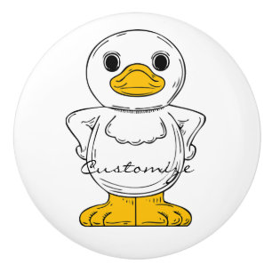 Little White Duck Standing Thunder_Cove Keramische Knop