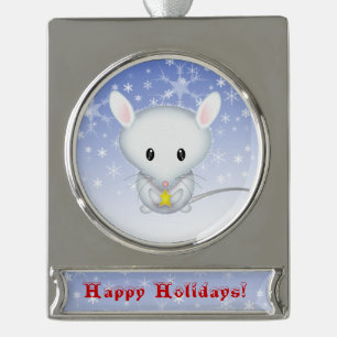 Little White Mouse kerstversiering Verzilverd Banner Ornament