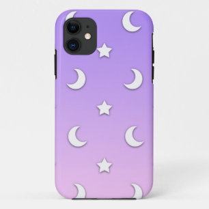 Little White Stars en Moons Pattern iPhone 11 Hoesje