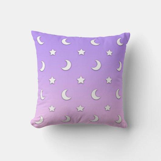 Little White Stars en Moons Pattern Kussen (Voorkant)