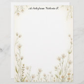 Little White Wildflowers Country Briefhoofd (Voorkant / Achterkant)