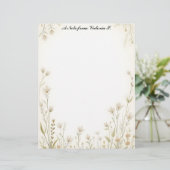 Little White Wildflowers Country Briefhoofd (Staand voorkant)