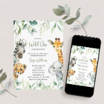 Little Wild One On the Way Invitation Baby shower<br><div class="desc">L'invitation au baby shower Cute a Little Wild One est On the Way présente une jolie verdure avec de mignons animaux de safari en aquarelle. Personnalisez avec vos détails.</div>