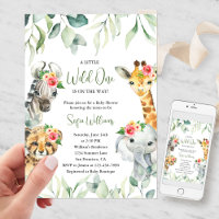 Little Wild One Op de Weg Baby shower Uitnodiging