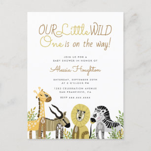 Little Wild One Safari Animals Baby shower Uitnodiging Briefkaart