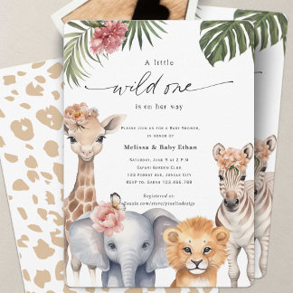 Little Wild One Safari Baby Dieren Baby Meisje Sho Kaart