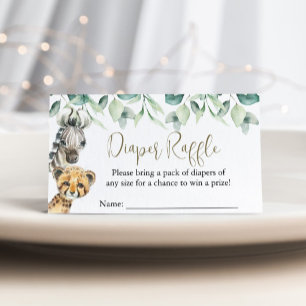 Little Wild One Safari Baby shower Luier Raffle Informatiekaartje