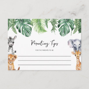 Little Wild One Safari Baby shower Ouderschap Tips Informatiekaartje