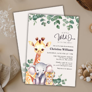 Little Wild One Safari Dieren Baby shower Kaart