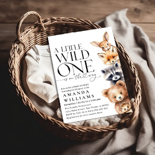 Little Wild One Woodland Animal Modern Baby shower Kaart