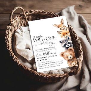 Little Wild One Woodland Animals Baby shower Kaart
