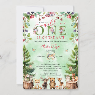 Little Wild One Woodland Animals Baby shower Kaart