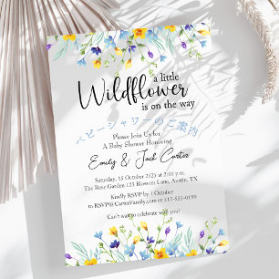 Little Wildflower Baby Girl Douche Blauw Geel Kaart