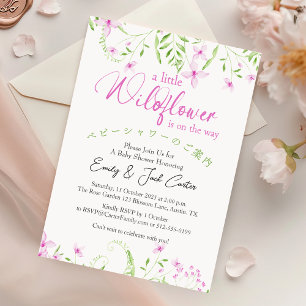 Little Wildflower Baby Meisje Douche Roze Bloem Kaart